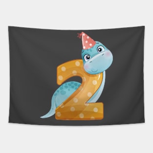 2nd Birthday Cute Little Dinosaur Tapestry