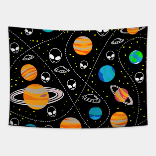 the galaxy full of planets and alien life wallpaper ecopop Tapestry