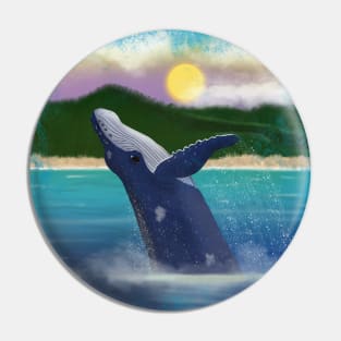 Humpback Whale at Sunset Original Pin