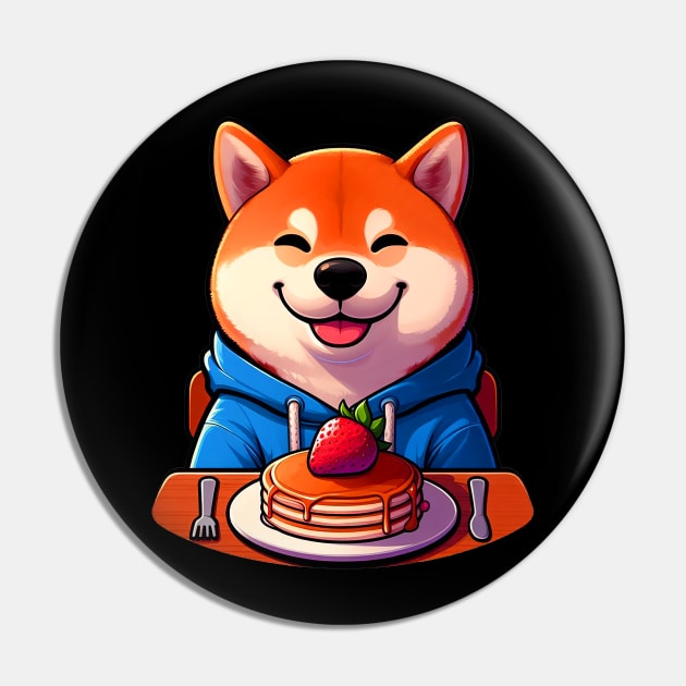 Shiba Inu Loves Strawberry Pancakes Pin by Plushism