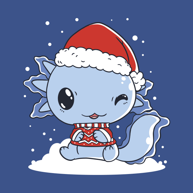 Cute Christmas Axolotl Cartoon by SLAG_Creative