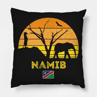 Namib Desert Elephant Safari Vintage Sunset Africa Flag Pillow