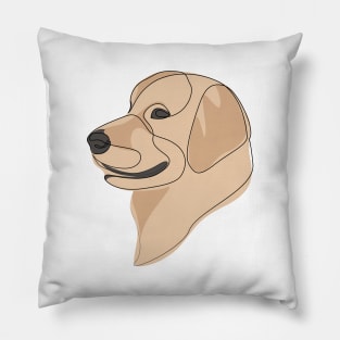 Golden Retriever - one line drawing with colour Pillow