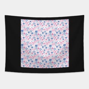 PINK AND BLUE HIBISCUS TROPICAL FLOWERS Tapestry