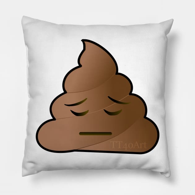 Pensive Poop Emoji Pillow by TT40Art