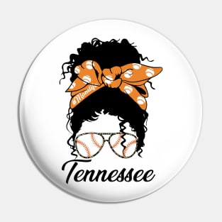 Tennessee Messy Bun Baseball Players Fans I Love Tennessee Pin