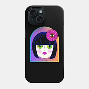 Yayoi Kusama Inspired Baby Doll-Black Hair Phone Case