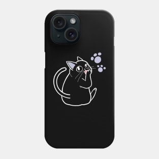 Cute Chubby Cat Licking Paw Drawing Phone Case