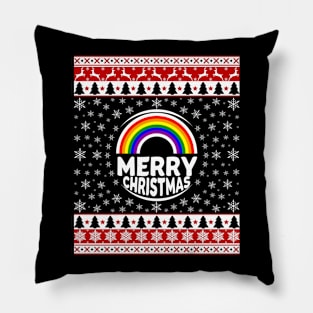 LGBT Gay Rainbow Merry Christmas Pillow