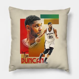 Retro Tim Duncan Basketball Card Pillow