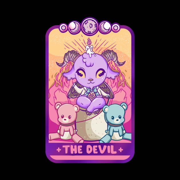 The Devil - Cute Kawaii Anime Tarot Card T-Shirt by biNutz