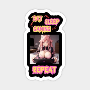 Eat Sleep Gaming Repeat Anime Girl Magnet