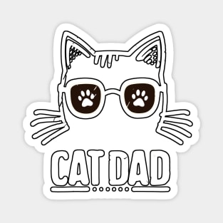 Retro White Cat Dad Magnet