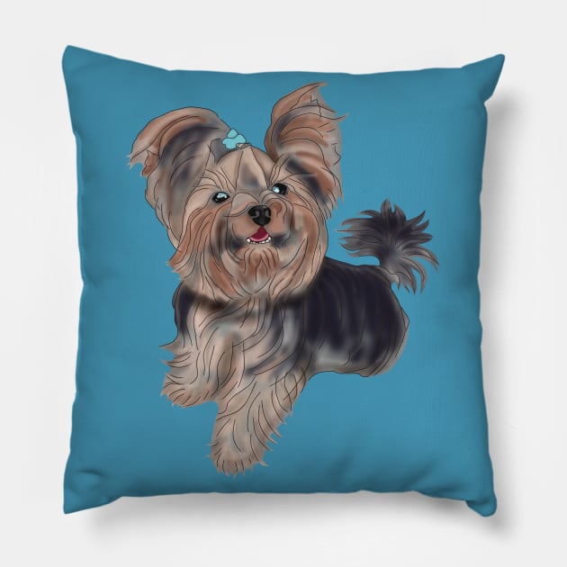 Yorkshire Terrier, cute sketch Pillow by KateQR