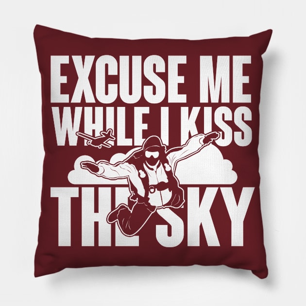 Excuse me while I kiss the sky (white) Pillow by nektarinchen