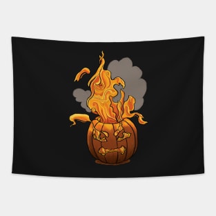 Pumpkin On Fire Tapestry