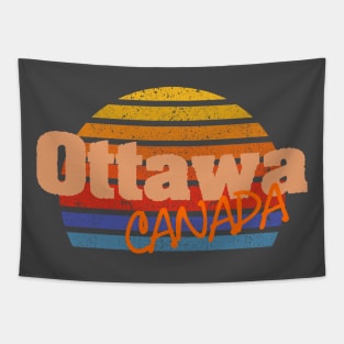 Ottawa Canada retro vintage typo sun sunset Tapestry