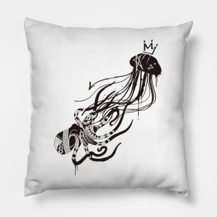 Octopus and Jellyfish (Monochrome) Pillow