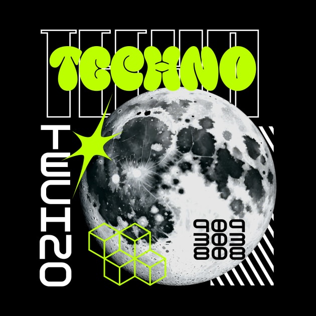 TECHNO - Y2K planet (lime) by DISCOTHREADZ 