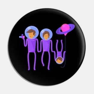 illustration of a family of tourists in outer space Pin