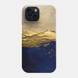 blue abstract scene with gold paint effect. Phone Case