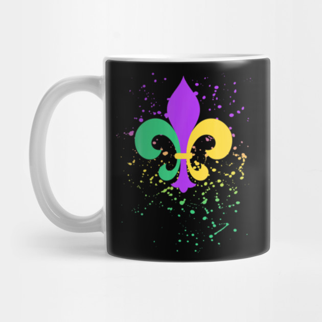 Mardi Gras Fleur De Lis Paint Splatter Nola Mardi Gras Mug