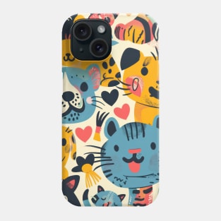 Eclectic Happy Pets and Nature Pattern Phone Case