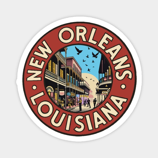 Vintage Style Bourbon Street Magnet by zsonn