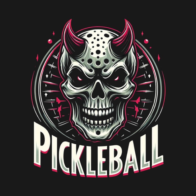 Pickleball Devil Skull Fire T-Shirt Design by Battlefoxx Living Earth
