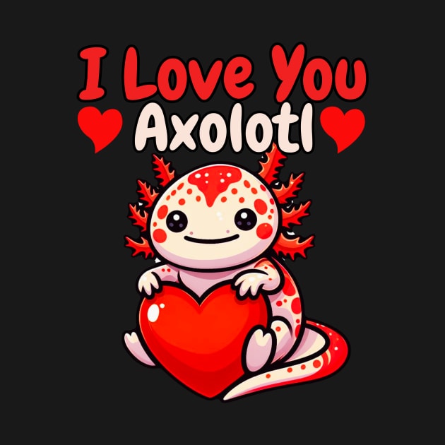 Axolotl Valentines Day Funny Girls Boys Love Axolotl Heart by Figurely creative