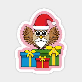 Santa Claus Owl with Presents Magnet