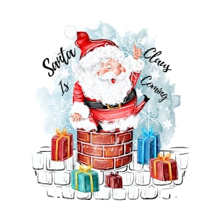 Santa Claus on the Rooftop - Christmas Arrival T-Shirt