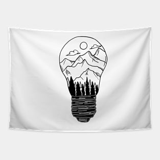 Mountains in a lightbulb creative handdrawn Gift Tapestry