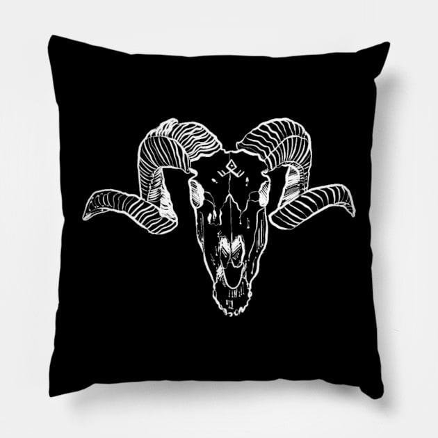 Ram skull Pillow by Le Cerf Noir