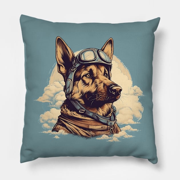 Aviator dog Pillow by GreenMary Design