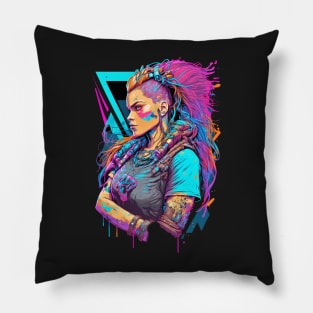 Neon Cyberpunk Viking - V1.15 Pillow