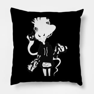 ghost girl and cat Pillow