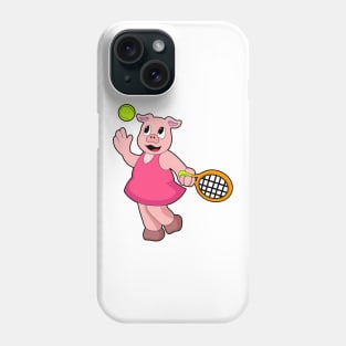 Pig at Tennis with Tennis racket Phone Case