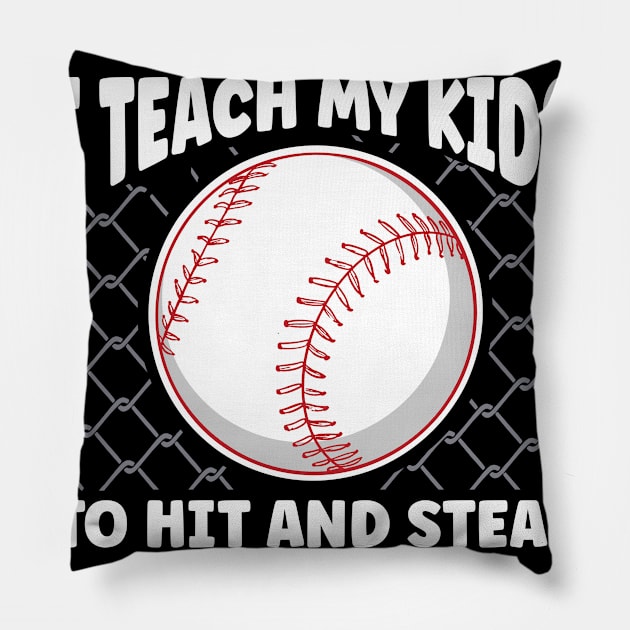 Hit And Steal Baseball Pillow by TK Store