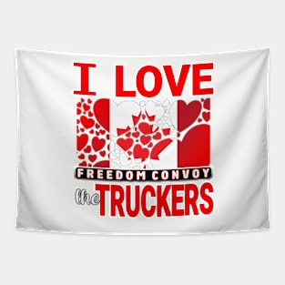 CONVOY TRUCK FOR FREEDOM -LIBERTE - I LOVE THE TRUCKERS RED LETTERS Tapestry