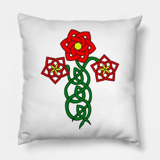 Celtic knotwork with stylised flowers Pillow