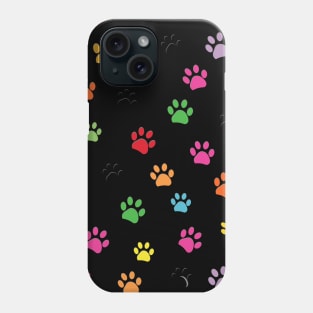 Colorful paw prints pattern Phone Case