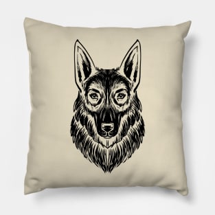 German Shepherd B/W line Pillow