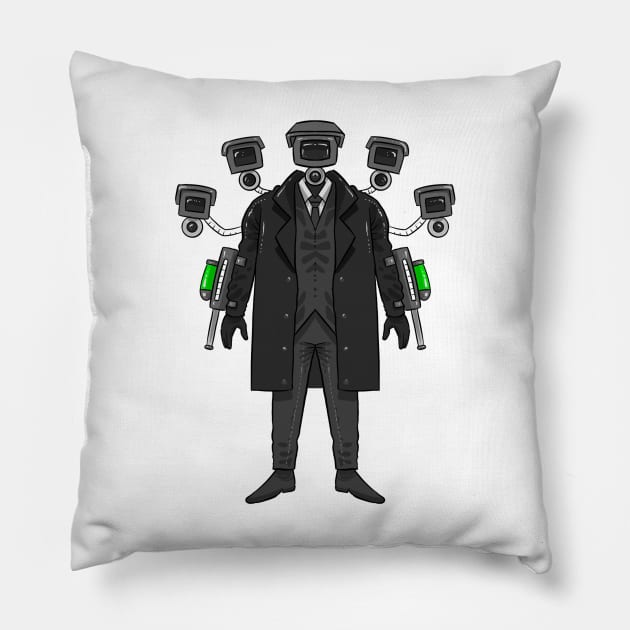 SKIBIDI TOILET CAMERAMAN Pillow by Draw For Fun 