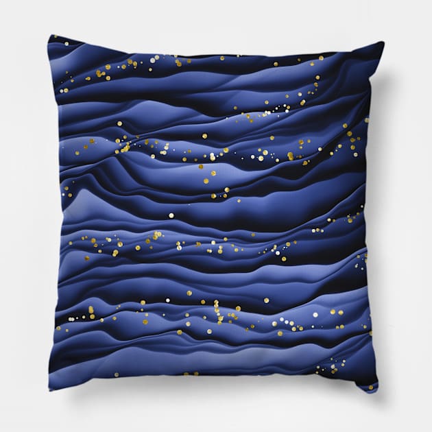 Purple Gold Fantasy Wave Pattern Pillow by jodotodesign