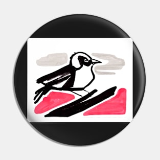 Black and red bird illustration Pin