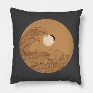 The great wave of mount fuji sunset Pillow