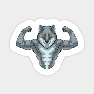Wolf as Bodybuilder with big Muscles Magnet