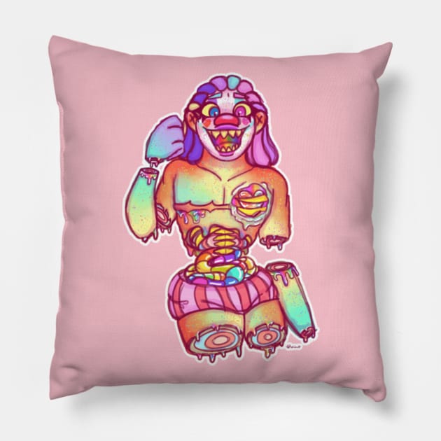 Candy Clown Pillow by Queen_Glacia