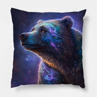 Gizzly Bear Animal Portrait Painting Wildlife Outdoors Adventure Pillow